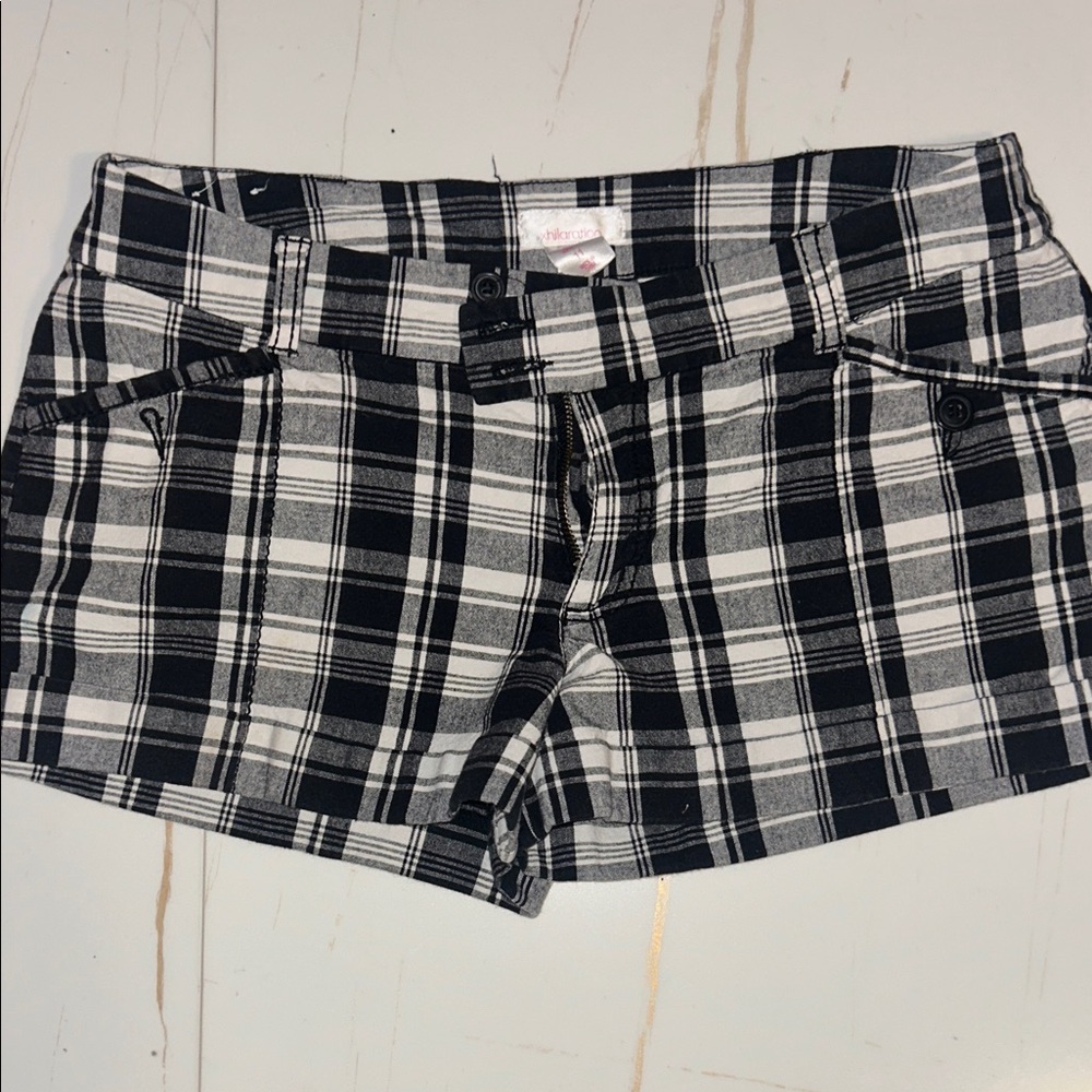Xhilaration Black and Gray Plaid Women Shorts